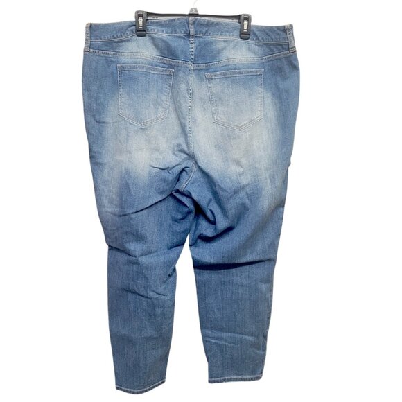 Torrid Denim Girlfriend Jeans Size 24 TALL Distressed Light Wash High Rise‎ - Picture 4 of 16